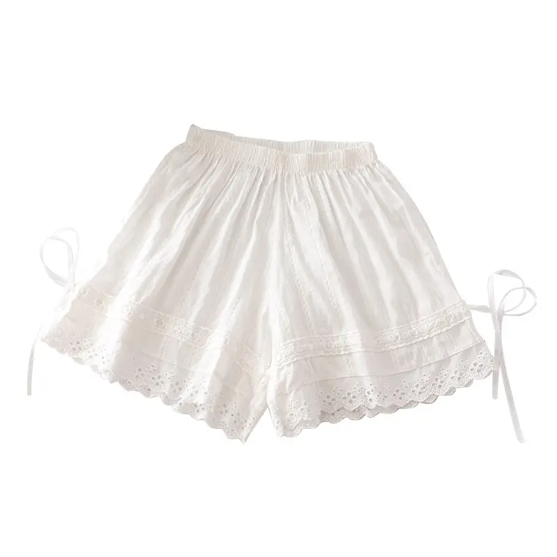 White Japanese-style Drawstring Shorts for Girls - Image 8