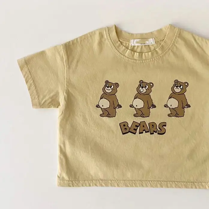 Baby Bear Print Cream T-Shirt Short Sleeve - Image 4