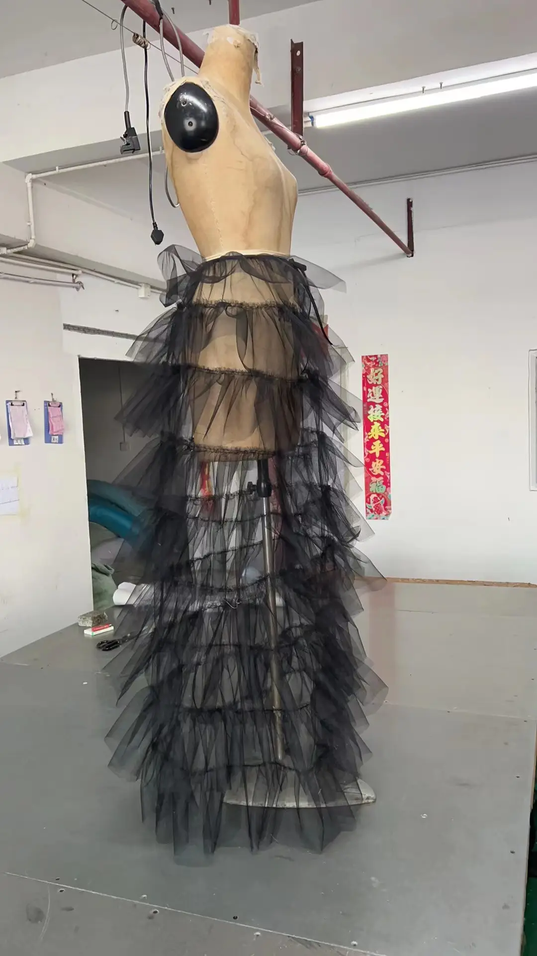 Elegant Mesh Pleated High Waist Skirt Light Blue — feature 4