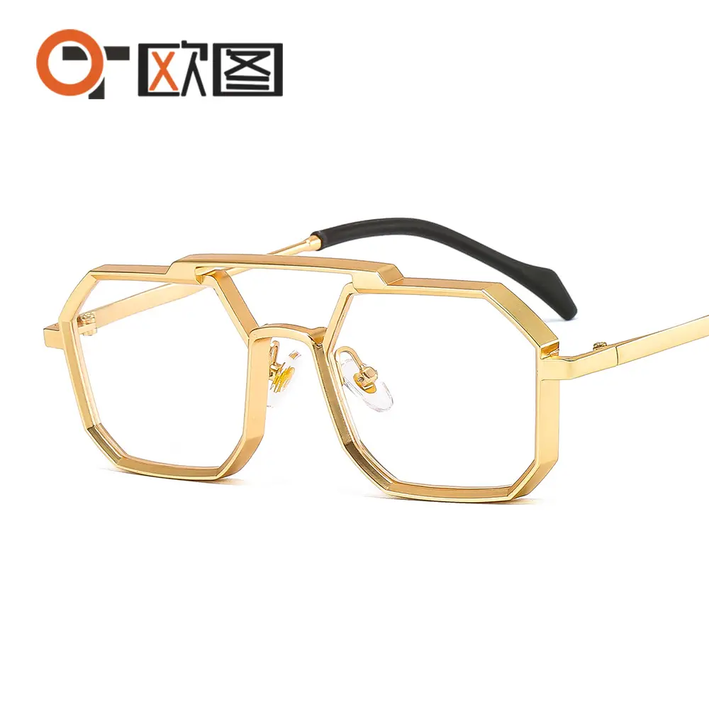 Men's Punk Metal Sunglasses Black Polygon - Image 12
