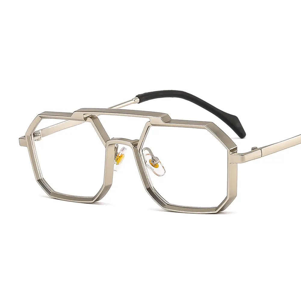 Men's Punk Metal Sunglasses Black Polygon - Image 10