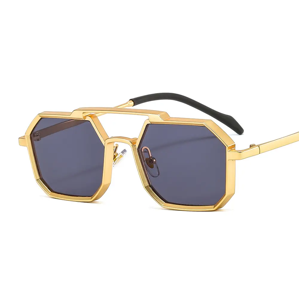 Men's Punk Metal Sunglasses Black Polygon - Image 2