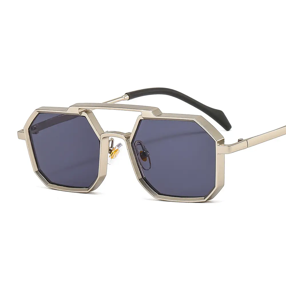 Men's Punk Metal Sunglasses Black Polygon - Image 3