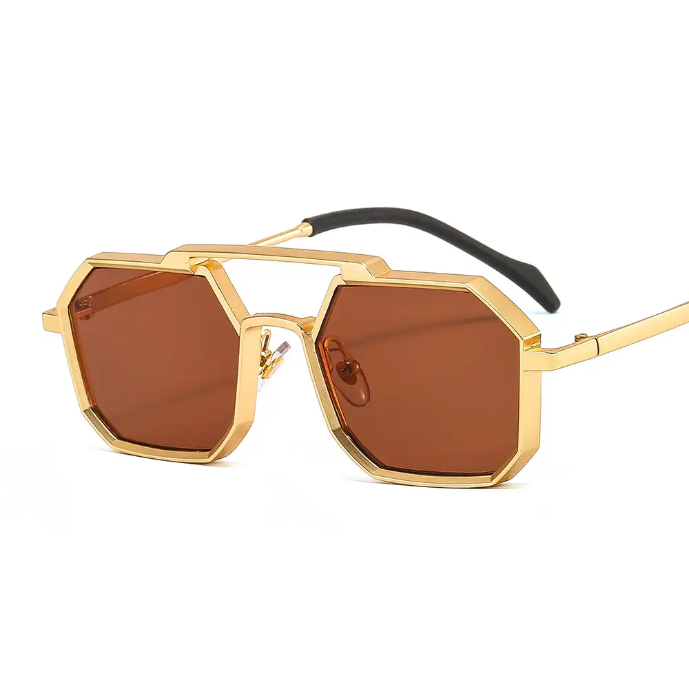 Men's Punk Metal Sunglasses Black Polygon - Image 4