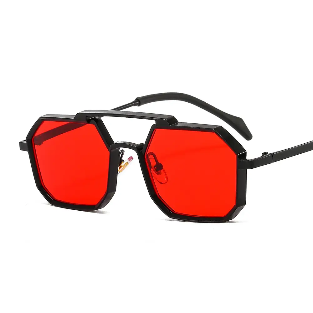 Men's Punk Metal Sunglasses Black Polygon - Image 5