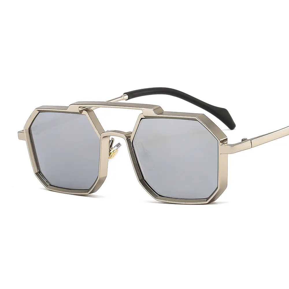 Men's Punk Metal Sunglasses Black Polygon - Image 6