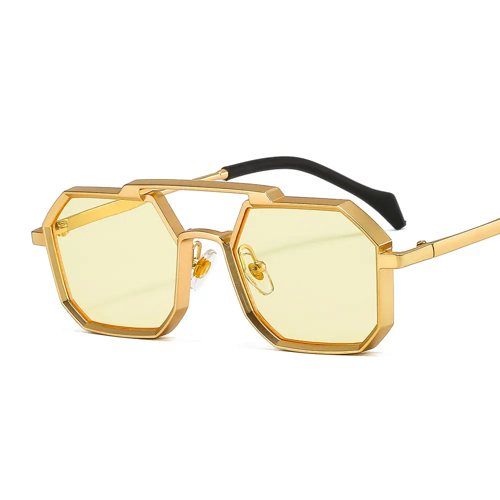 Men's Punk Metal Sunglasses Black Polygon - Image 7