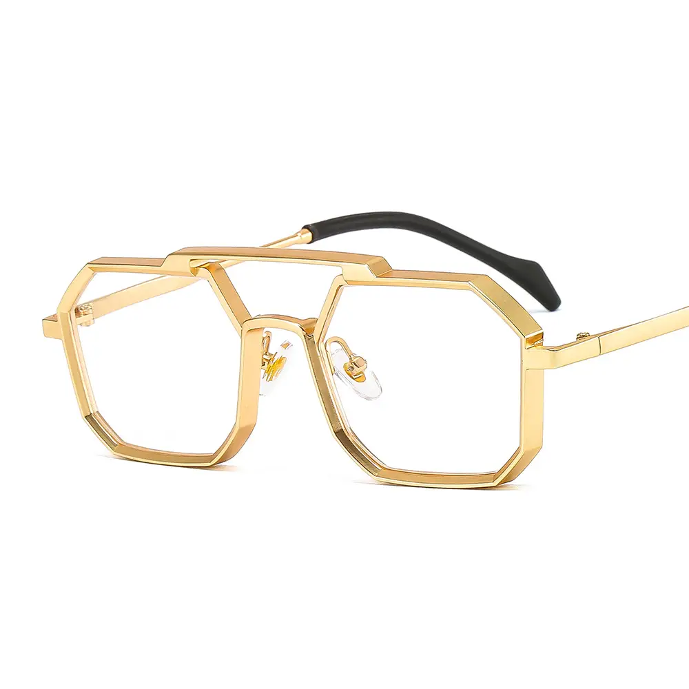 Men's Punk Metal Sunglasses Black Polygon - Image 9