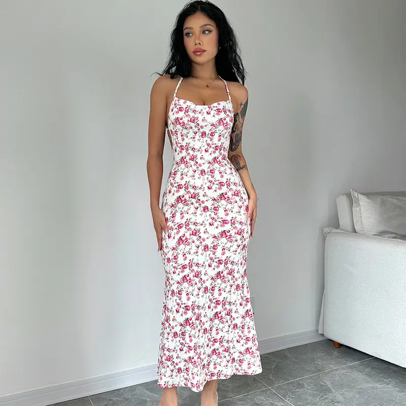 Women's Summer Floral Spaghetti Strap Dress - Image 4