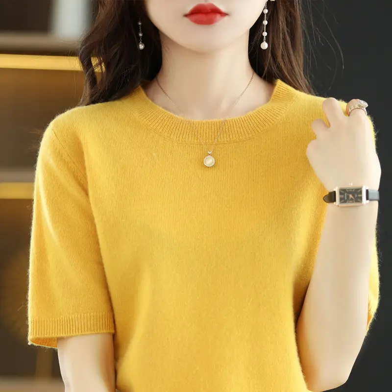 2025 Spring Women's Knit Round Neck Short Pullover - Image 20