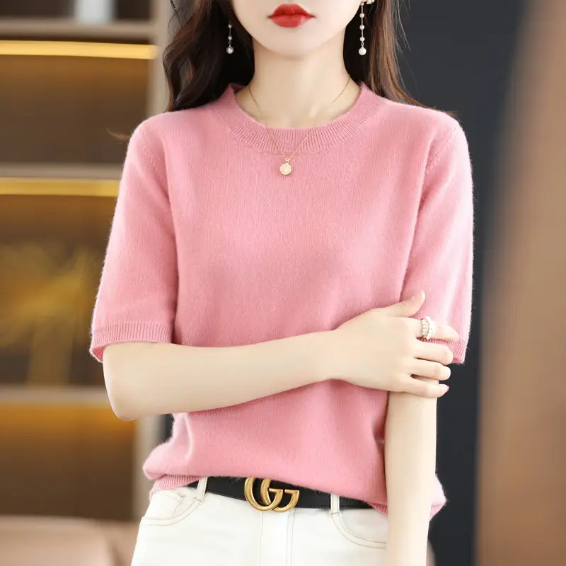 2025 Spring Women's Knit Round Neck Short Pullover - Image 21