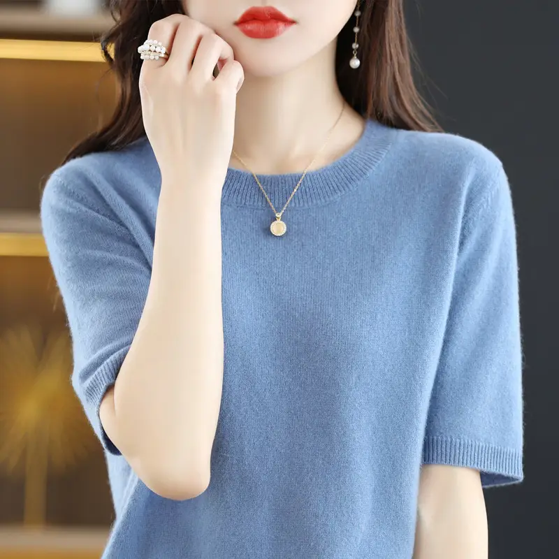2025 Spring Women's Knit Round Neck Short Pullover - Image 22