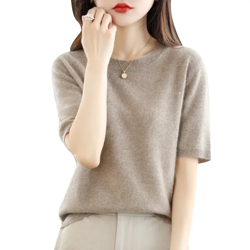 2025 Spring Women's Knit Round Neck Short Pullover - Image 23