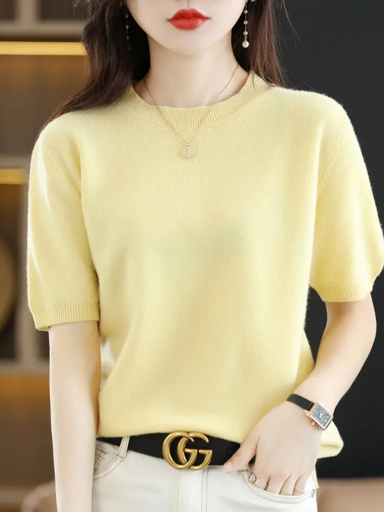 2025 Spring Women's Knit Round Neck Short Pullover - Image 15