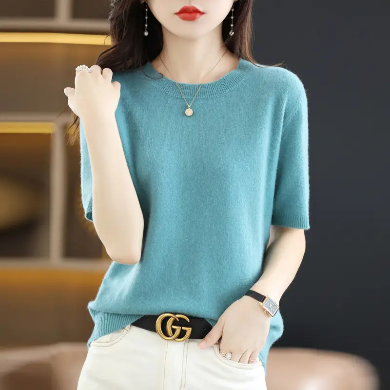 2025 Spring Women's Knit Round Neck Short Pullover - Image 5