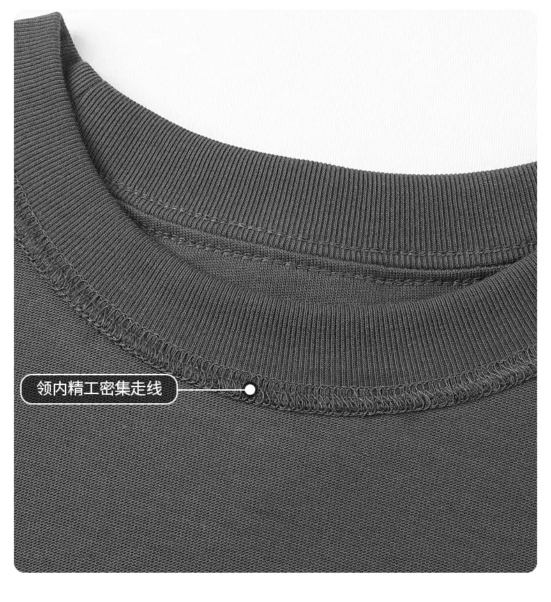 Men Black T-Shirt 280g Cotton Retro Large — feature 35