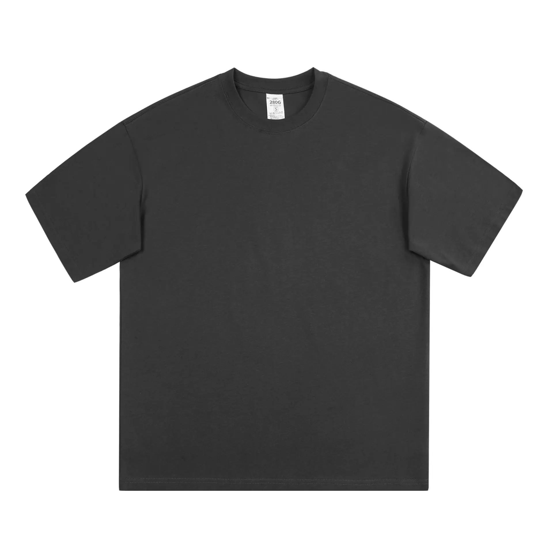 Men Black T-Shirt 280g Cotton Retro Large - Image 3