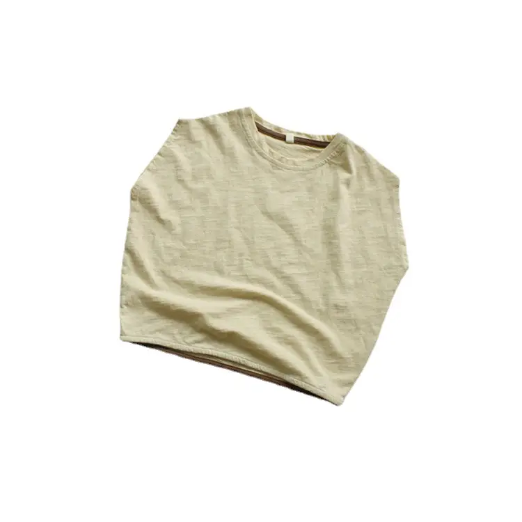 New Kidsren's T-Shirt Bamboo Cotton Sleeveless Brown Beige - Image 6