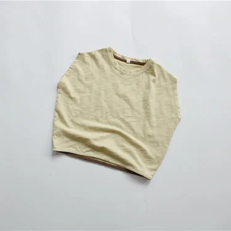 New Kidsren's T-Shirt Bamboo Cotton Sleeveless Brown Beige — feature 10