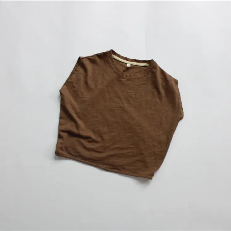 New Kidsren's T-Shirt Bamboo Cotton Sleeveless Brown Beige — feature 11