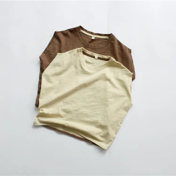 New Kidsren's T-Shirt Bamboo Cotton Sleeveless Brown Beige — feature 4