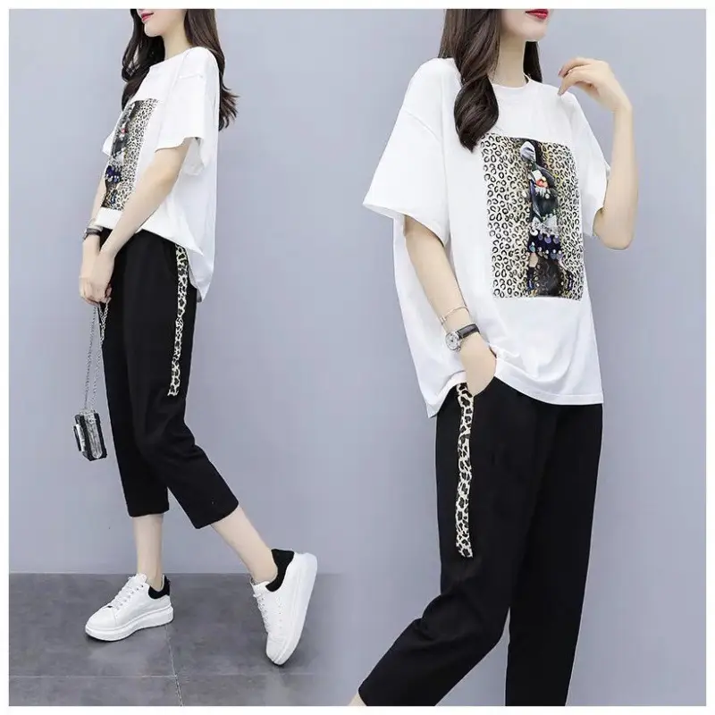 Women Red Graphic Track Suit Summer Set - Image 6