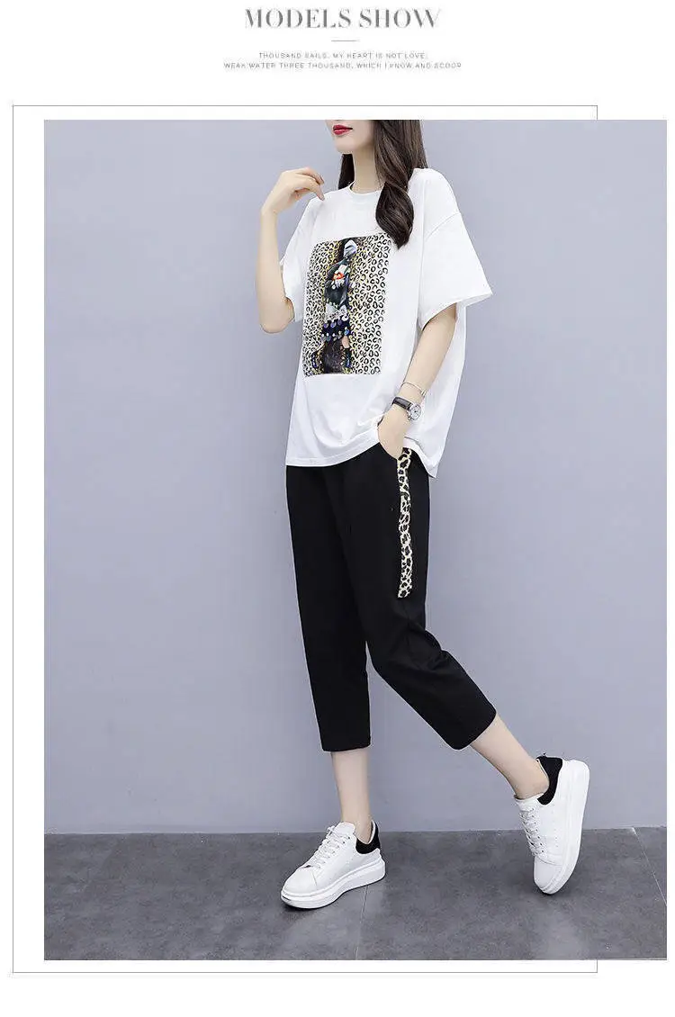 Women Red Graphic Track Suit Summer Set — feature 14