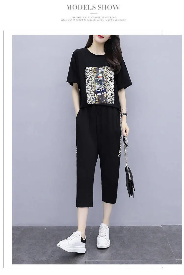 Women Red Graphic Track Suit Summer Set — feature 9