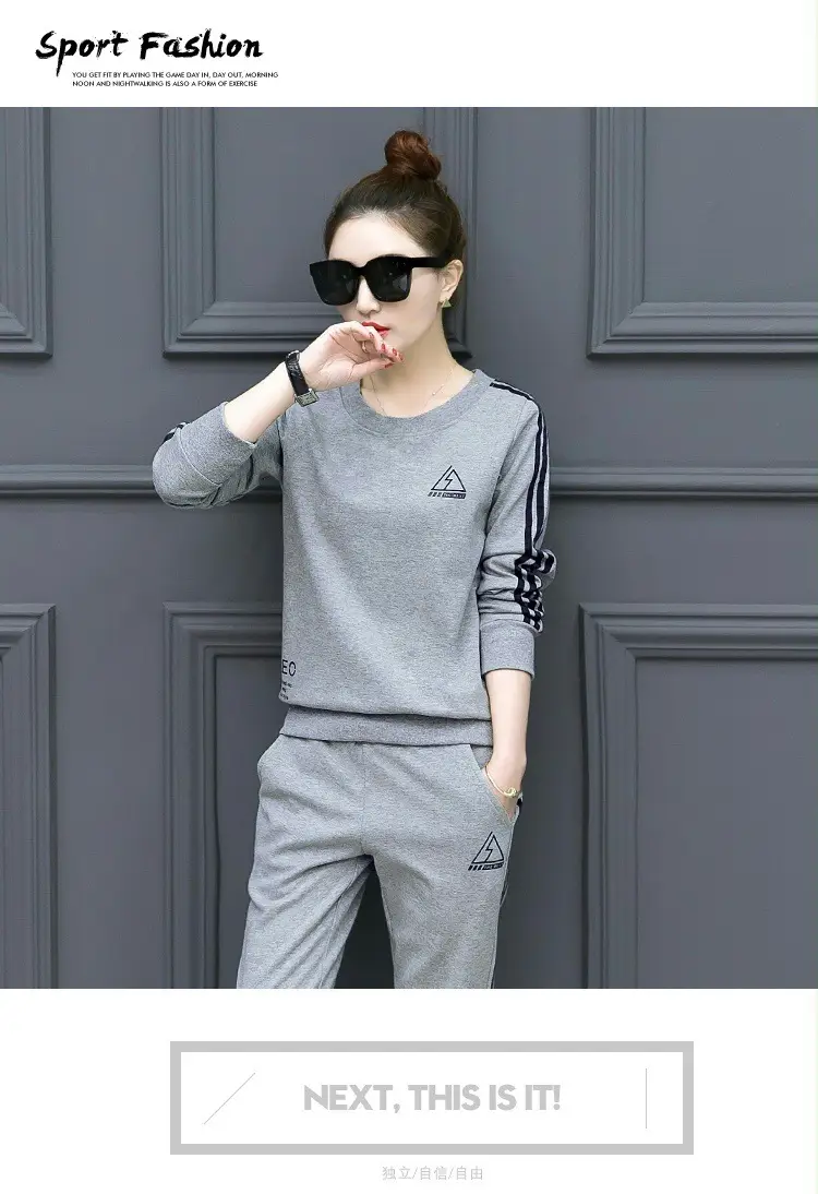 Sports Two-Piece Set for Women 2026 Stylish and Trendy European and American Foreign Trade Fashion Plus Size for Plus-Size Women 100kg Set Wholesale — feature 17