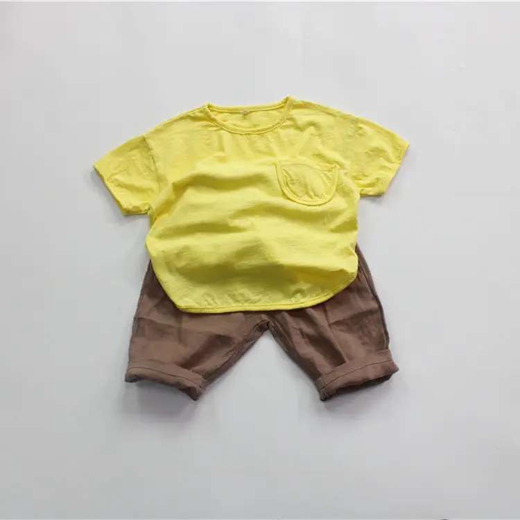 Boys T-Shirt Yellow Korean Style Cotton Loose