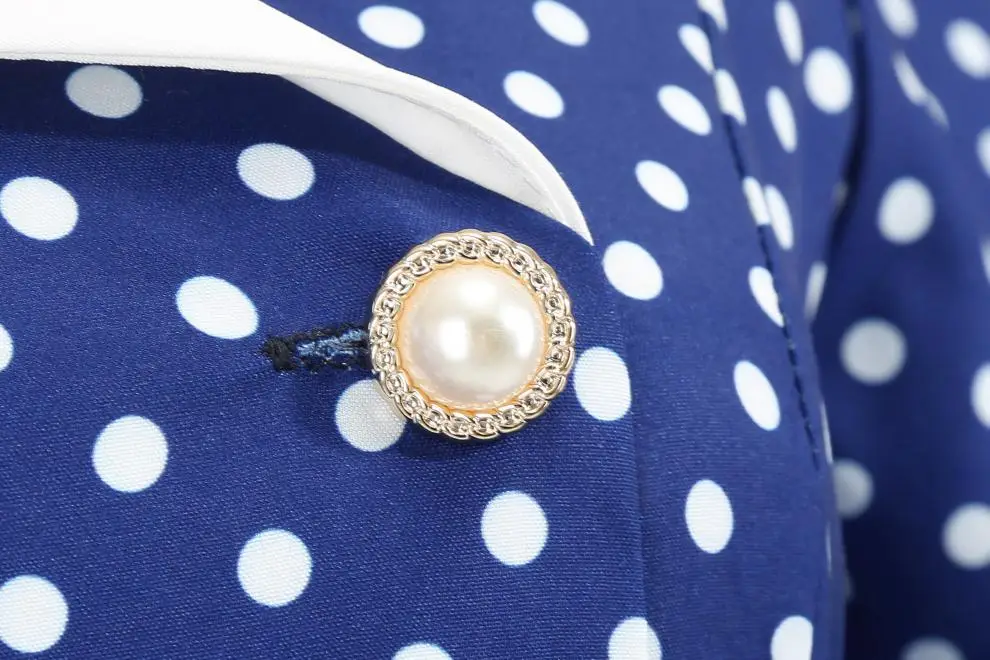 Red Polka Dot Lapel Full Swing Dress for Women — feature 19