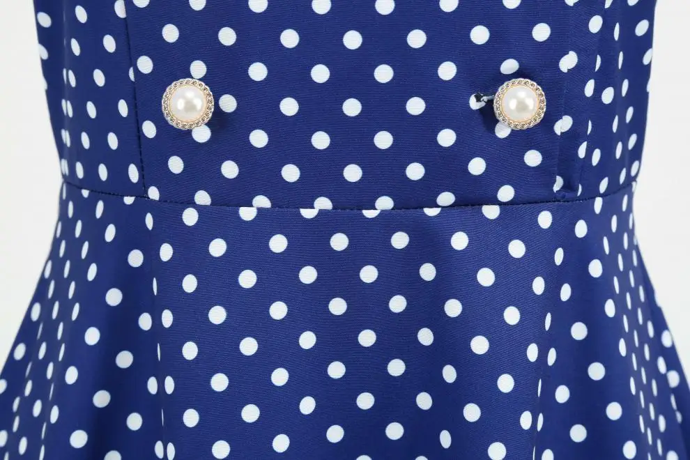 Red Polka Dot Lapel Full Swing Dress for Women — feature 20