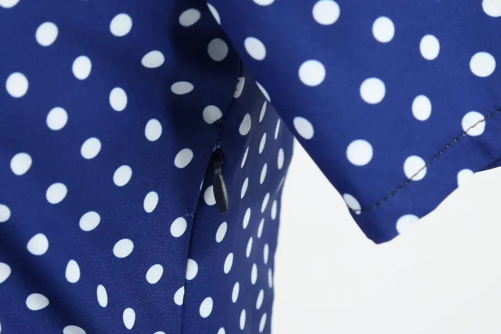 Red Polka Dot Lapel Full Swing Dress for Women — feature 23