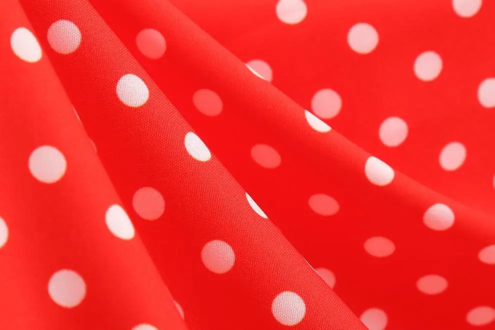 Red Polka Dot Lapel Full Swing Dress for Women — feature 32