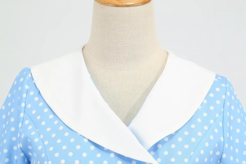 Red Polka Dot Lapel Full Swing Dress for Women — feature 37