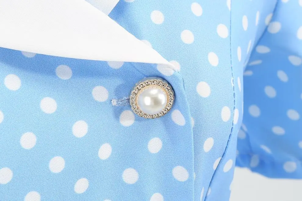 Red Polka Dot Lapel Full Swing Dress for Women — feature 38