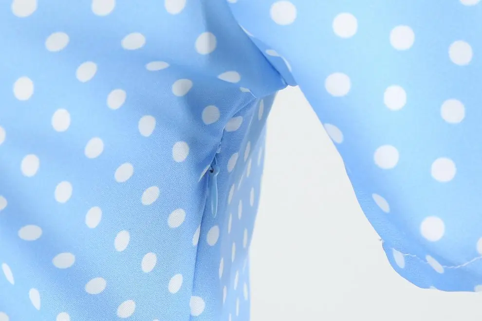 Red Polka Dot Lapel Full Swing Dress for Women — feature 43