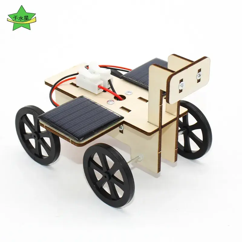 Solar-powered double-wood car for kids science experiment