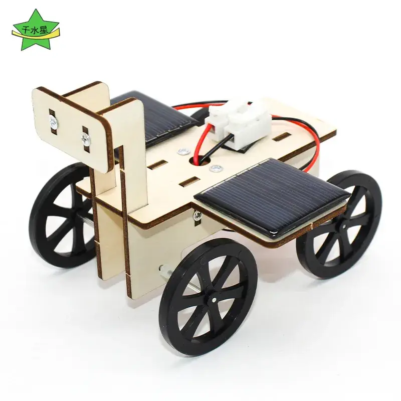 Solar-powered double-wood car for kids science experiment