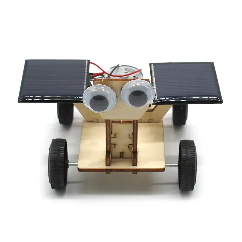 Solar-powered double-wood car for kids science experiment