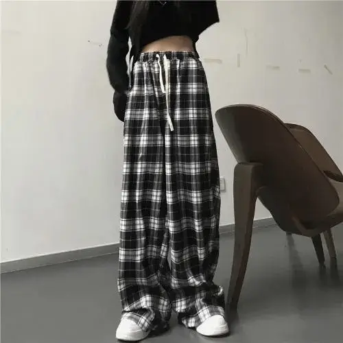 Women Plaid Wide Leg Pants Summer 2022 - Image 3