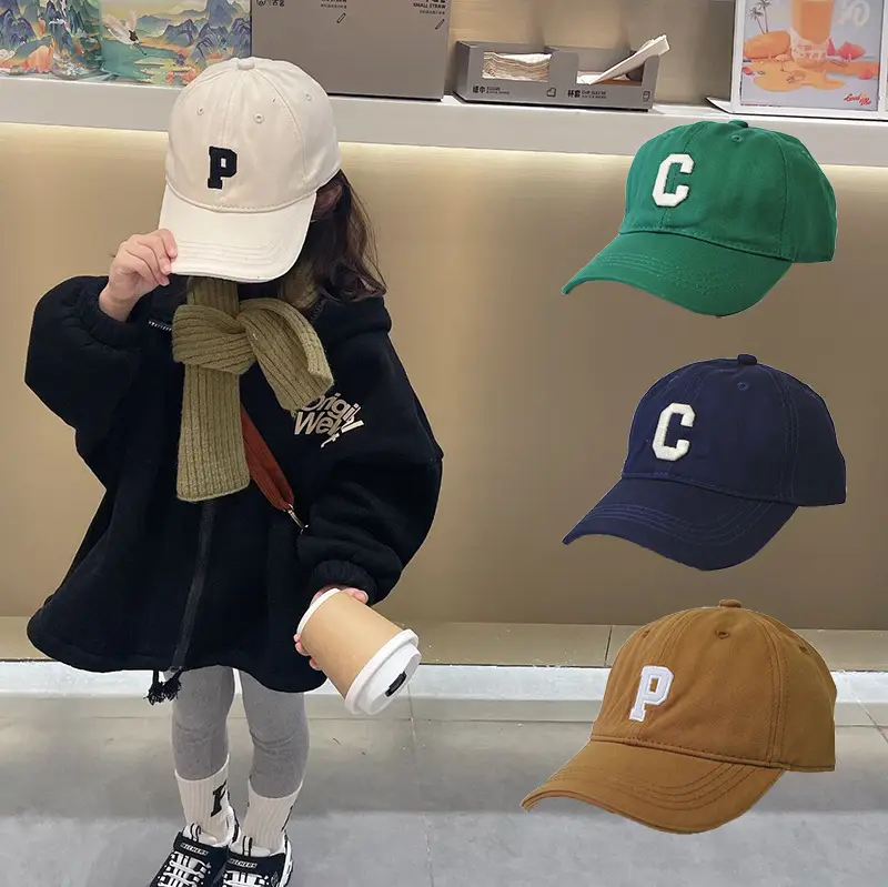 Kids Peaked Hat Brown with White P Logo
