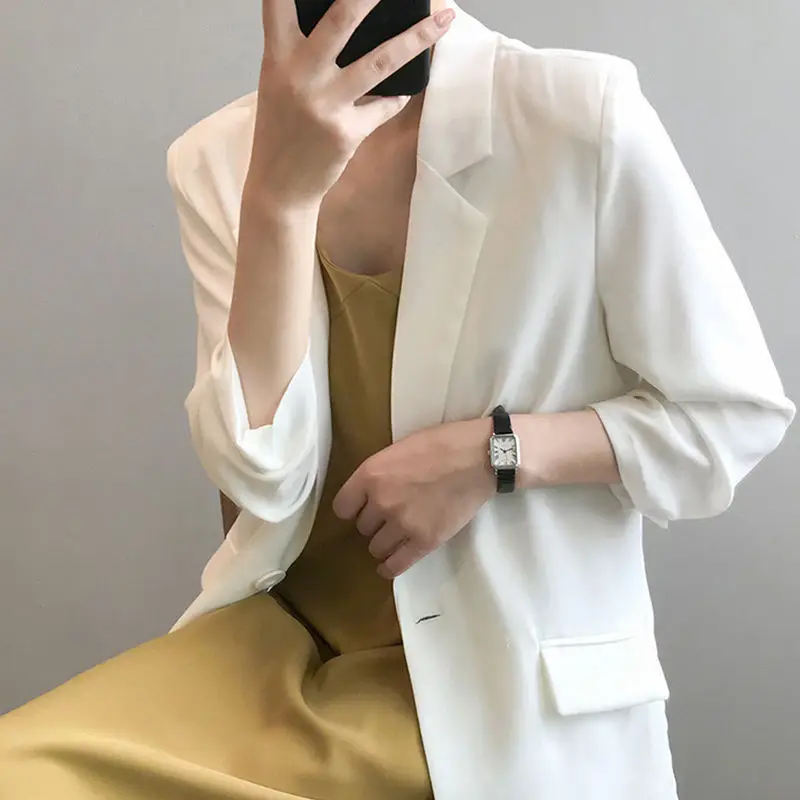 Women's Thin Chiffon Jacket Black Medium Summer Draping