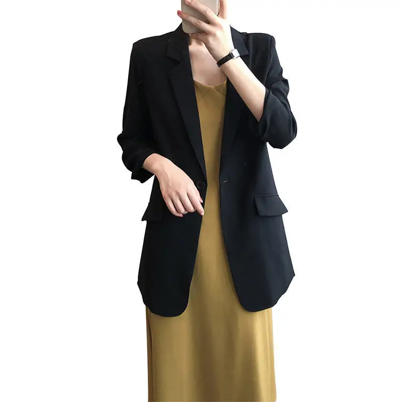 Women's Thin Chiffon Jacket Black Medium Summer Draping