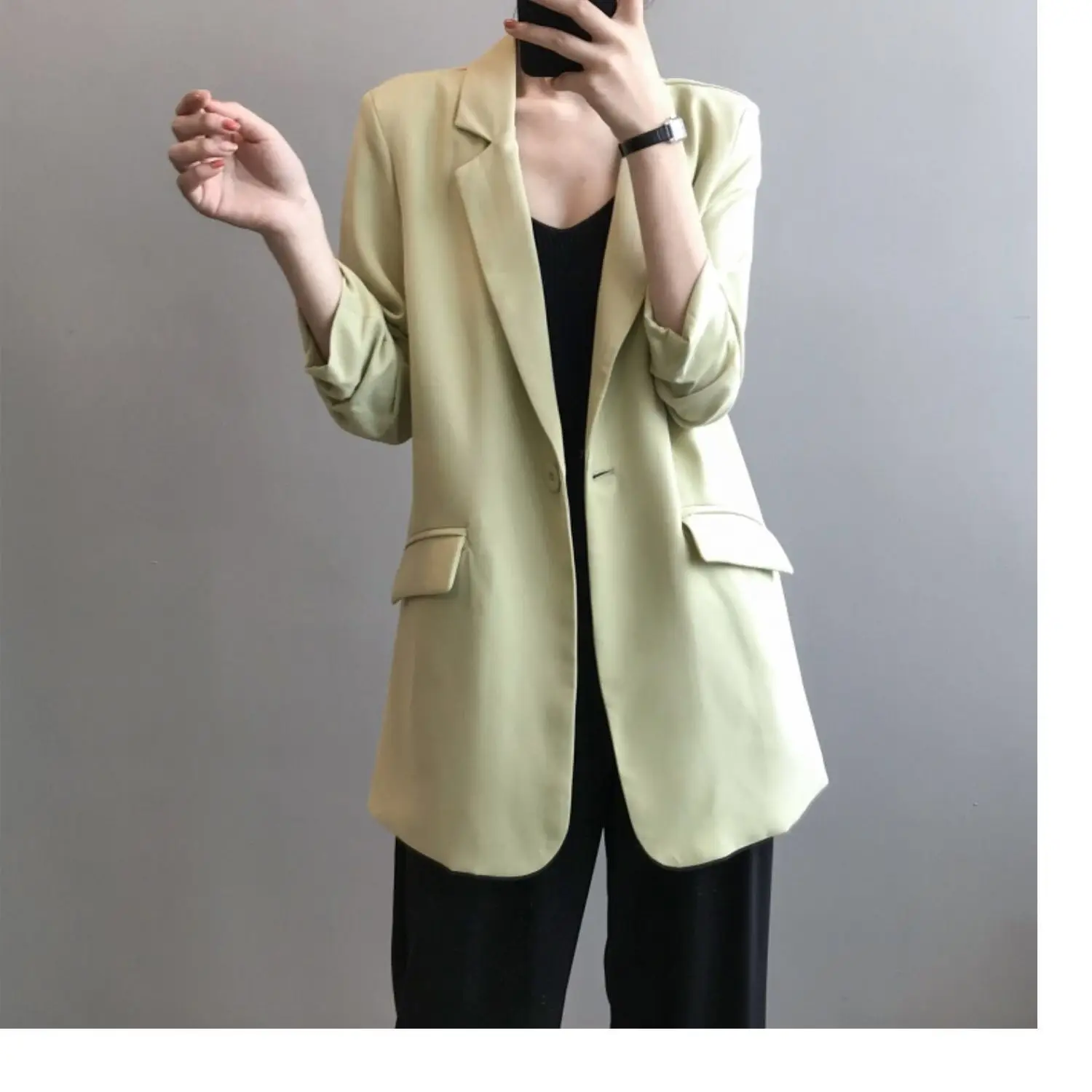 Women's Thin Chiffon Jacket Black Medium Summer Draping