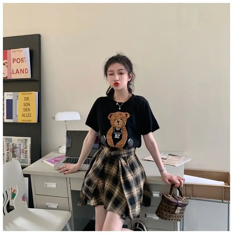 Bear Embroidered Two-Piece Summer Suit for Women — feature 4