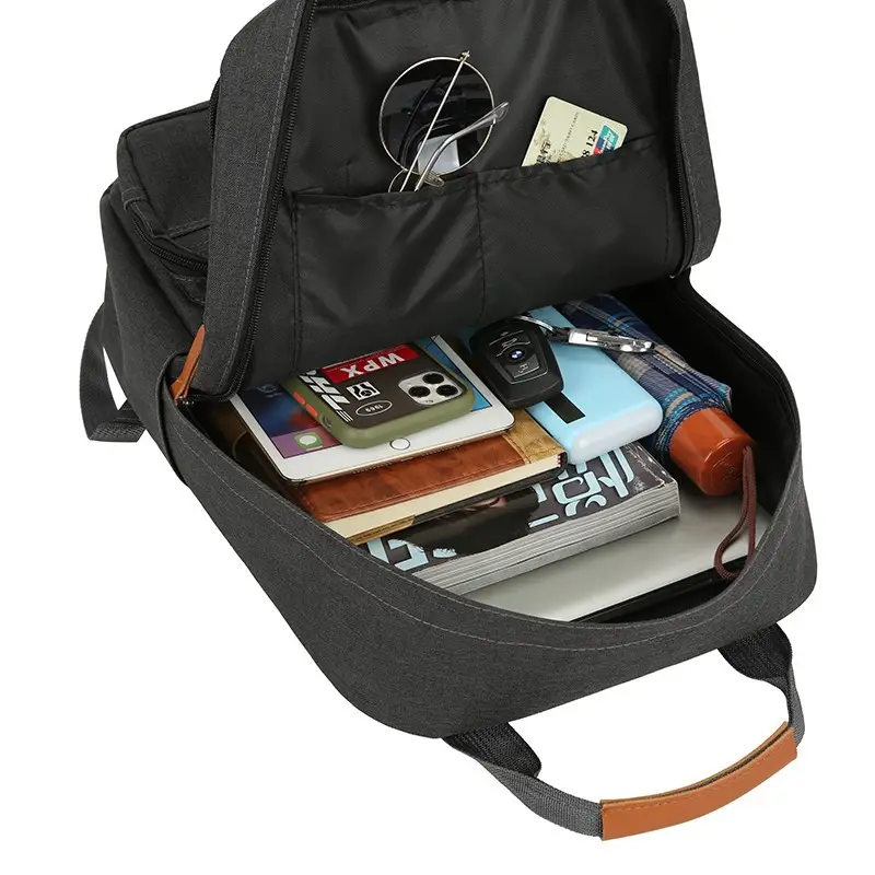Three-Piece Men's Blue Canvas Backpack Set with Laptop Compartment - Image 7