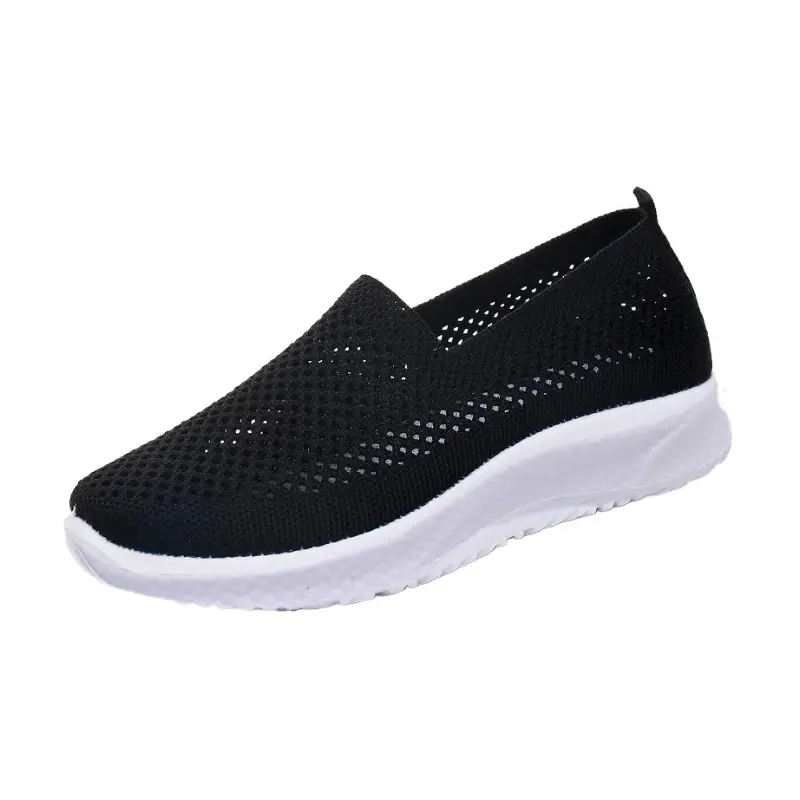 Spring and Summer Old Beijing Cloth Shoes for Women, Mesh Breathable Soft-Soled Single Shoes, Middle-Aged and Elderly Mom Shoes, Slip-On, Versatile and Lightweight