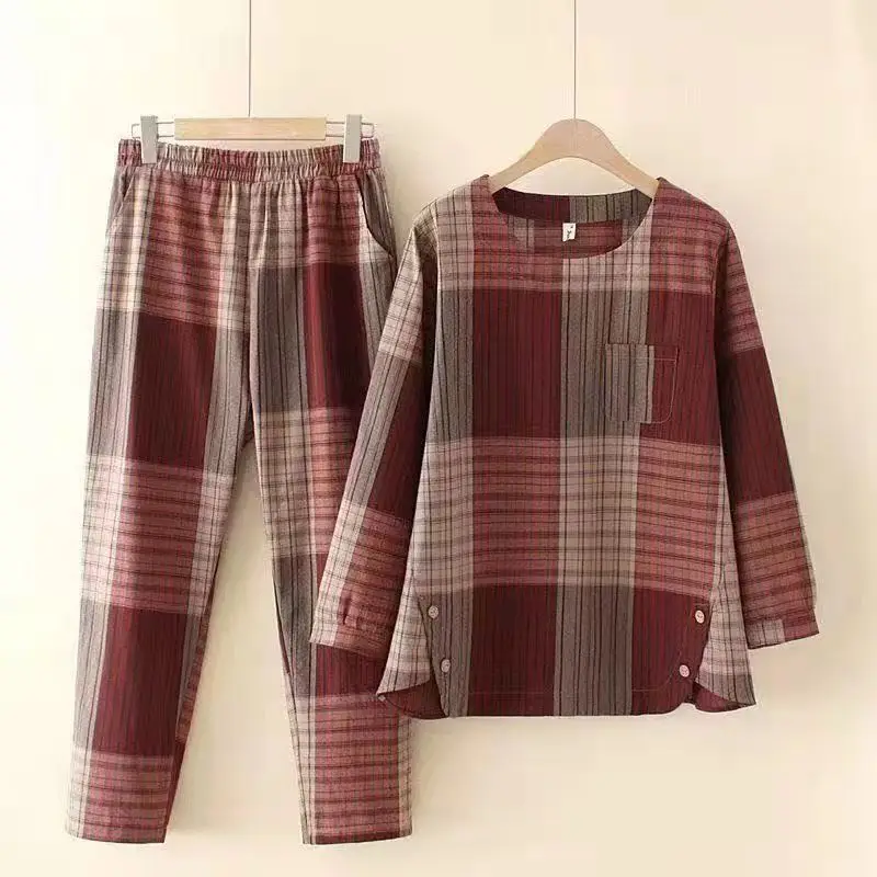 Plus Size Plaid Fat Mother Suit 100kg — feature 2
