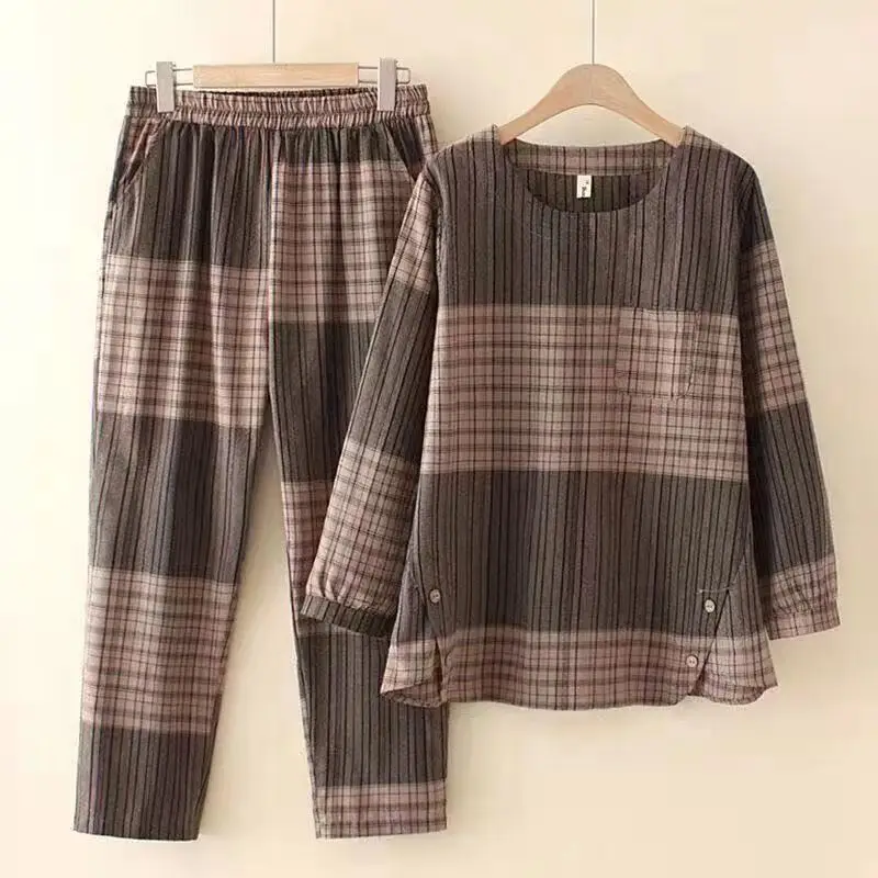 Plus Size Plaid Fat Mother Suit 100kg — feature 6